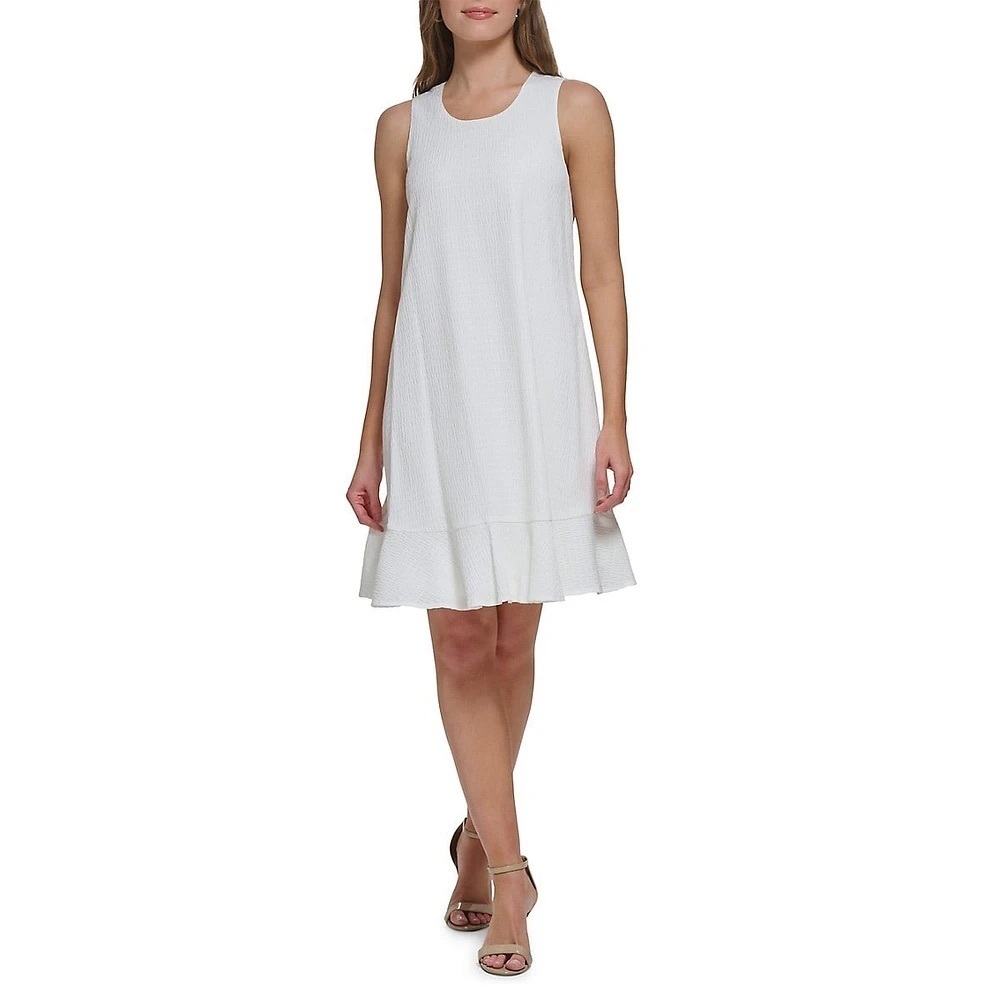 Green Envelope | White Sleeveless Ruffle Hem Dress - NWT